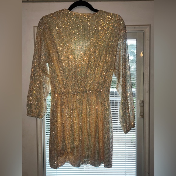 Off White Long Sleeve Sequin Dress - Picture 2 of 3